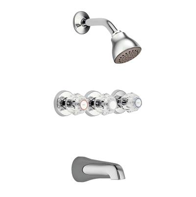 Moen Chateau Bar Mounted Hand Shower - Three Knob Handles - Tub Spout - 1.75 GPM in Polished Chrome