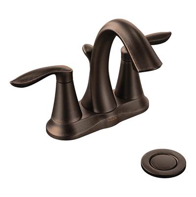Moen Eva Two-Handle Centerset Bathroom Sink Faucet with Drain Assembly - 1.2 GPM in Oil-Rubbed Bronze
