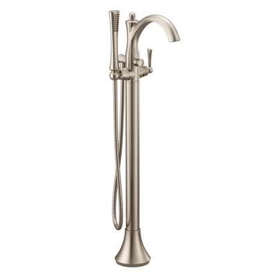 Moen Wynford Roman Tub Faucet - One Handle - Freestanding Floor Mount - 1.75 GPM with Hand Shower in Brushed Nickel