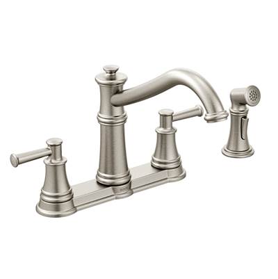 Moen Belfield Two-Handle High-Arc Kitchen Faucet with Side Spray - 1.5 GPM in Spot Resist Stainless