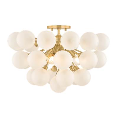 Mitzi Antoneta Glass Semi-Flush in Aged Brass