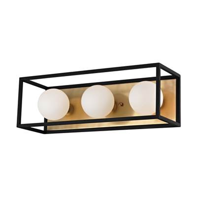 Mitzi Aira 3-Light Vanity Light in Aged Brass/Black