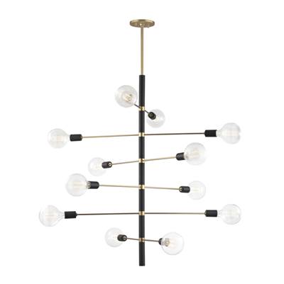 Mitzi Astrid 12-Light Chandelier in Aged Gold Brass and Black