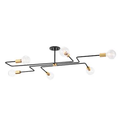 Mitzi Jena Large Semi Flush in Aged Brass with Textured Black
