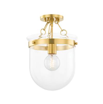 Mitzi Dunbar Semi Flush in Aged Brass