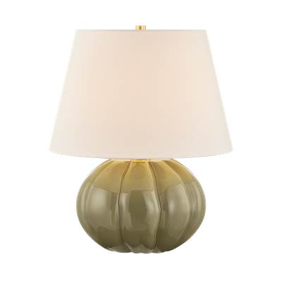 Mitzi Beata Ceramic Table Lamp in Aged Brass