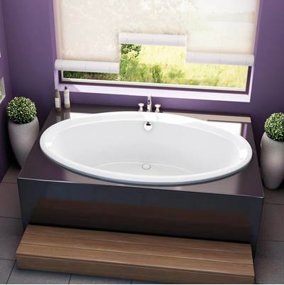 Maax Tympani Acrylic Soaking Tub - 72 x 42" - Center Drain - Aeroeffect in White