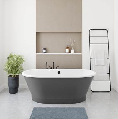 Maax Brioso Freestanding Soaking Bath - 66" x 36" in White with Thundey Grey Skirt