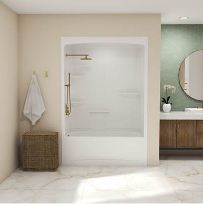 Maax Allia 60" Alcove Tub Shower - Left-Hand Drain - One-Piece - Acrylic in White