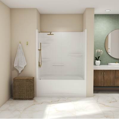 Maax Allia 60" Alcove Tub Shower - Left-Hand Drain - Whirlpool & Aeroeffect - Two-Piece - Acrylic in White