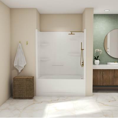 Maax Allia TS-6032 Acrylic Alcove Tub Shower - Right-Hand Drain - Two-Piece in White