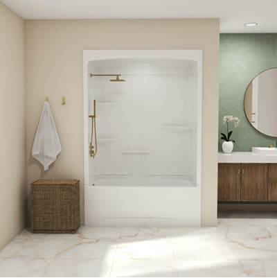 Maax Allia 60" Alcove Tub Shower - Left-Hand Drain - Three-Piece - Acrylic in White