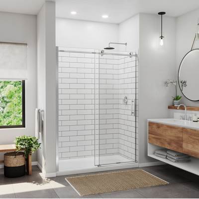 Maax Ibiza Sliding Shower Door - 57-59 x 78 in. - 8mm Clear Tempered Glass in Chrome