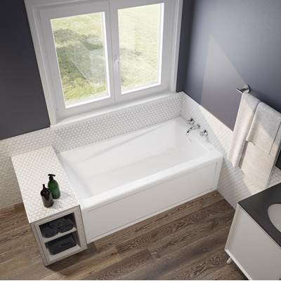 Maax New Town 60" x 30" Alcove Soaking Bath - Right-Hand Drain - Aerosens in White