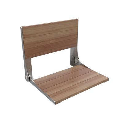 Maax Rectangular Fold-Up Seat - Teak Wood - 18 in. x 12 in. in Satin