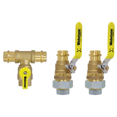 Nibco Lead Free Brass 3/4" Press Connection Dual Ball Valve Water Heater Shutoff Kit with Thermostatic