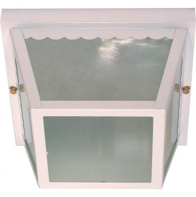 Nuvo Carport 2-Light 10'' Flush Ceiling Fixture - Glass Metal