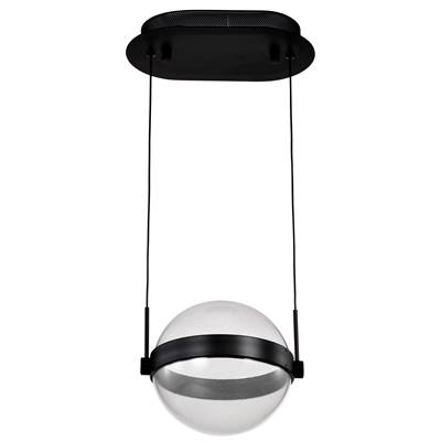 Nuvo Arvada 8-Inch LED Pendant - Silk Screened Acrylic Lens in Matte Black