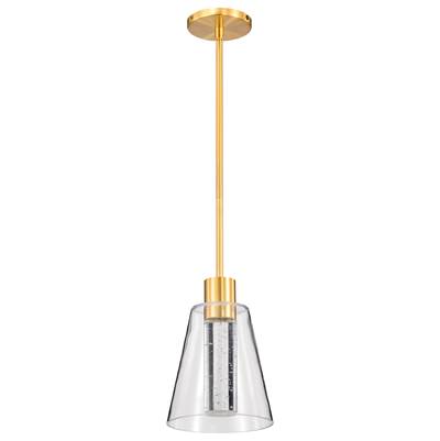 Nuvo Aura LED Pendant - 7" - K9 Bubble Crystal in Brushed Brass