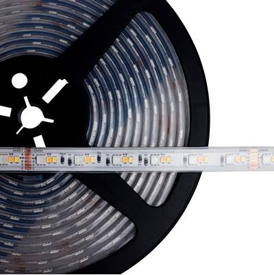 Nuvo Dimension Pro Tape Light Strip - 32 ft. - Hi-Output RGB plus Tunable White - IP65 - Plug Connection - Starfish IOT - RF Remote