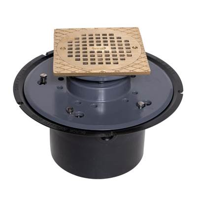 Oatey Commercial Adjustable Drain - 6" - 6" Square Strainer in Brass