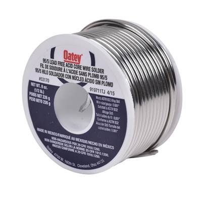 Oatey 95/5 Lead Free Acid Core Wire Solder - 0.5 lb