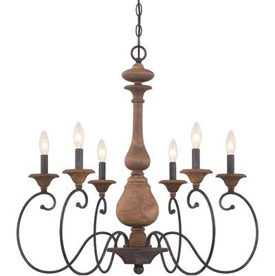 Quoizel Auburn 6-Light Chandelier in Rustic Black