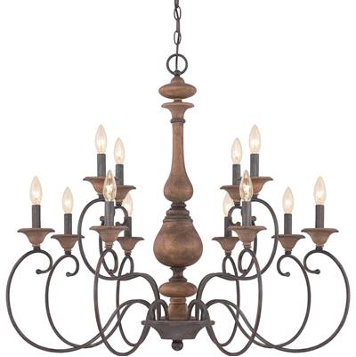 Quoizel Auburn 12-Light Chandelier in Rustic Black