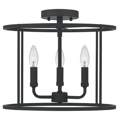 Quoizel Abner 3-Light Semi-Flush in Matte Black