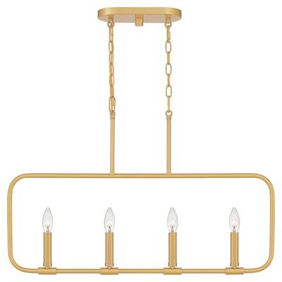 Quoizel Abner 4-Light Linear Island Pendant in Aged Brass