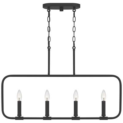 Quoizel Abner 4-Light Linear Island Pendant in Matte Black