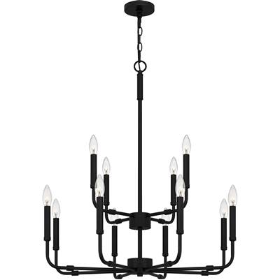 Quoizel Abner 12-Light Chandelier in Matte Black