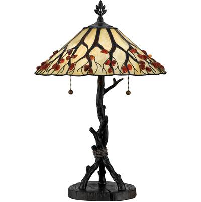 Quoizel Whispering Wood Agate Resin Table Lamp in Vibrant Bronze