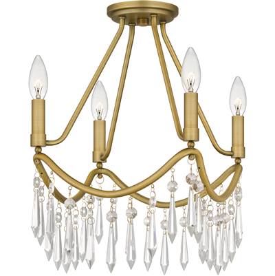 Quoizel Airedale 4-Light Semi-Flush Mount in Aged Brass