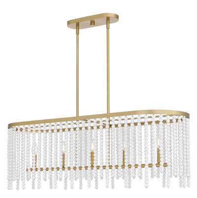 Quoizel Apelle 5-Light Linear Chandelier in Aged Brass