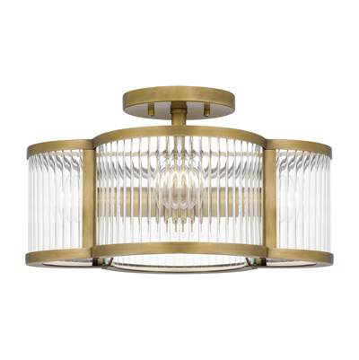 Quoizel Aster 3-Light Semi-Flush Mount in Weathered Brass