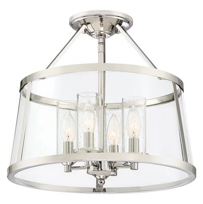 Quoizel Barlow 16-Inch Semi-Flush Mount in Polished Nickel
