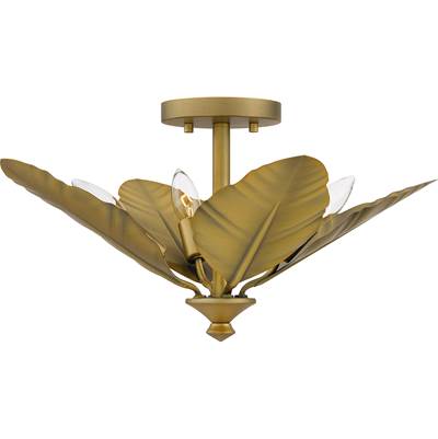 Quoizel Bayley 4-Light Semi-Flush Mount in Aged Brass