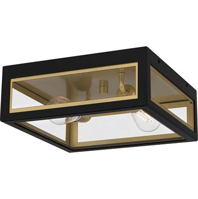 Quoizel Bourbon 2-Light Flush Mount Lantern in Matte Black