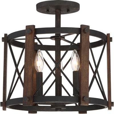 Quoizel Baron Semi-Flush Mount in Marcado Black
