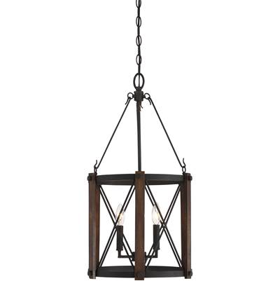 Quoizel Baron 3-Light Foyer Cage Chandelier in Marcado Black