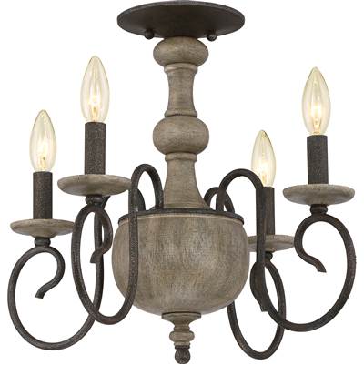 Quoizel Castile 4-Light Semi Flush in Rustic Black