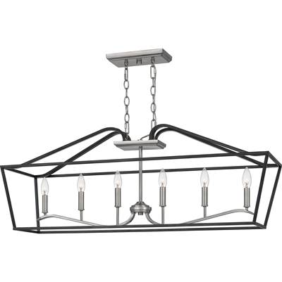 Quoizel Catalina 6-Light Linear Island Pendant in Matte Black