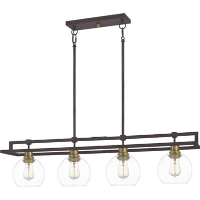 Quoizel Dobbs 4-Light Linear Island Pendant in Old Bronze