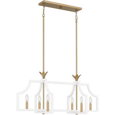 Quoizel Dusty Lane 6-Light Linear Chandelier in White