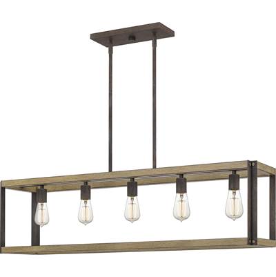 Quoizel Finn 5-Light Linear Island Pendant in Rustic Black