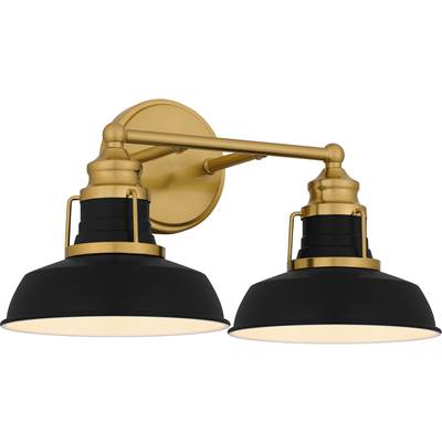 Quoizel Huxley 2-Light Vanity Light in Aged Brass