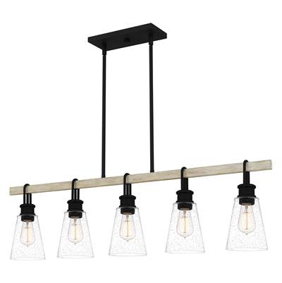 Quoizel Kingsbridge Linear Chandelier - 5-Light in Earth Black