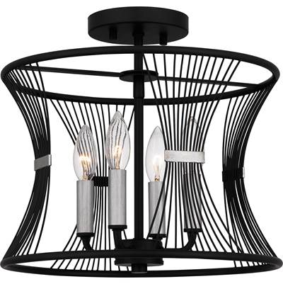 Quoizel Leiland 4-Light Semi-Flush Mount in Matte Black