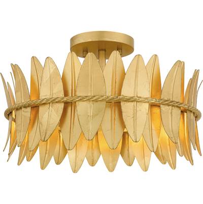 Quoizel Liza 3-Light Semi-Flush Mount in Gold Leaf